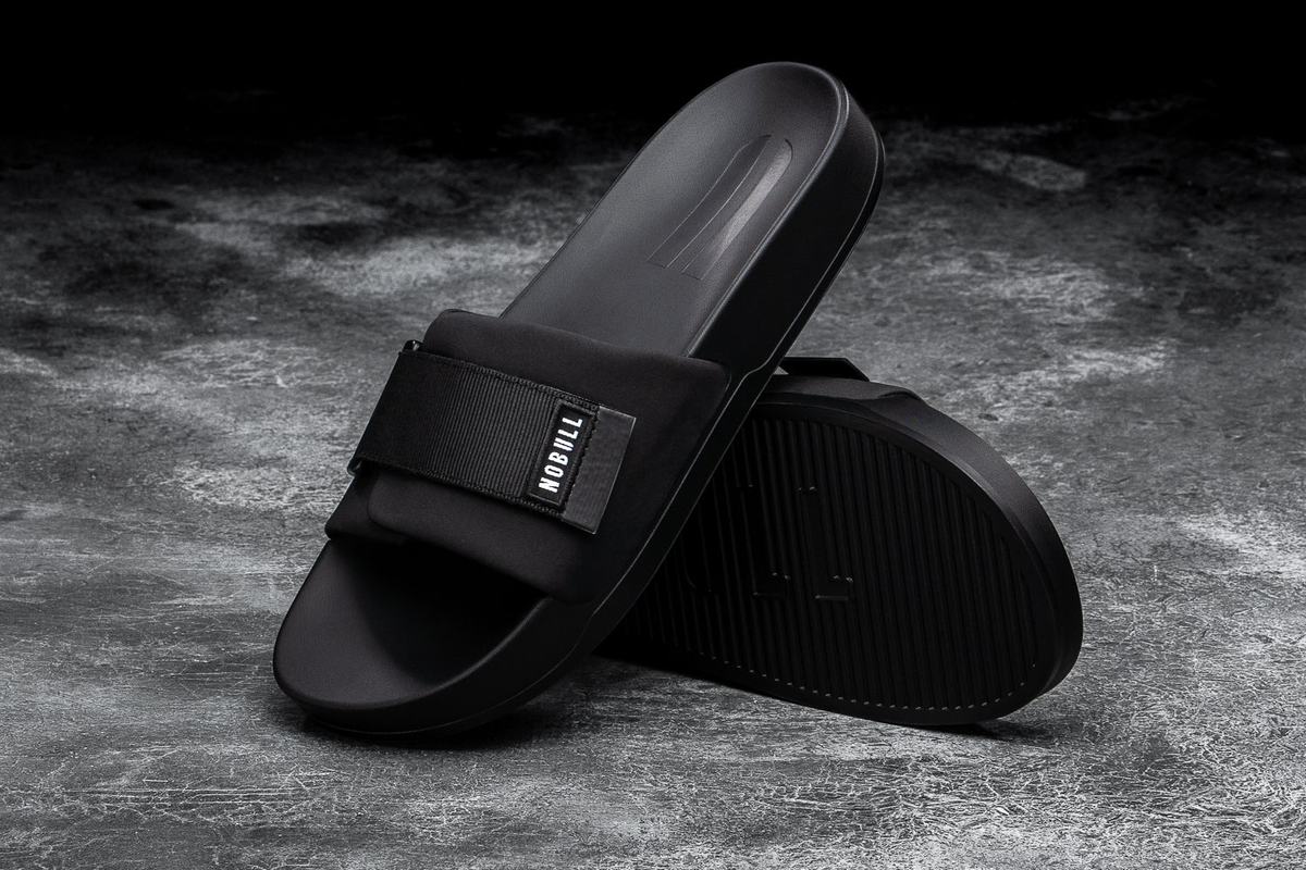 Nobull Adjustable Men's Slides Black | Australia (GA5723)